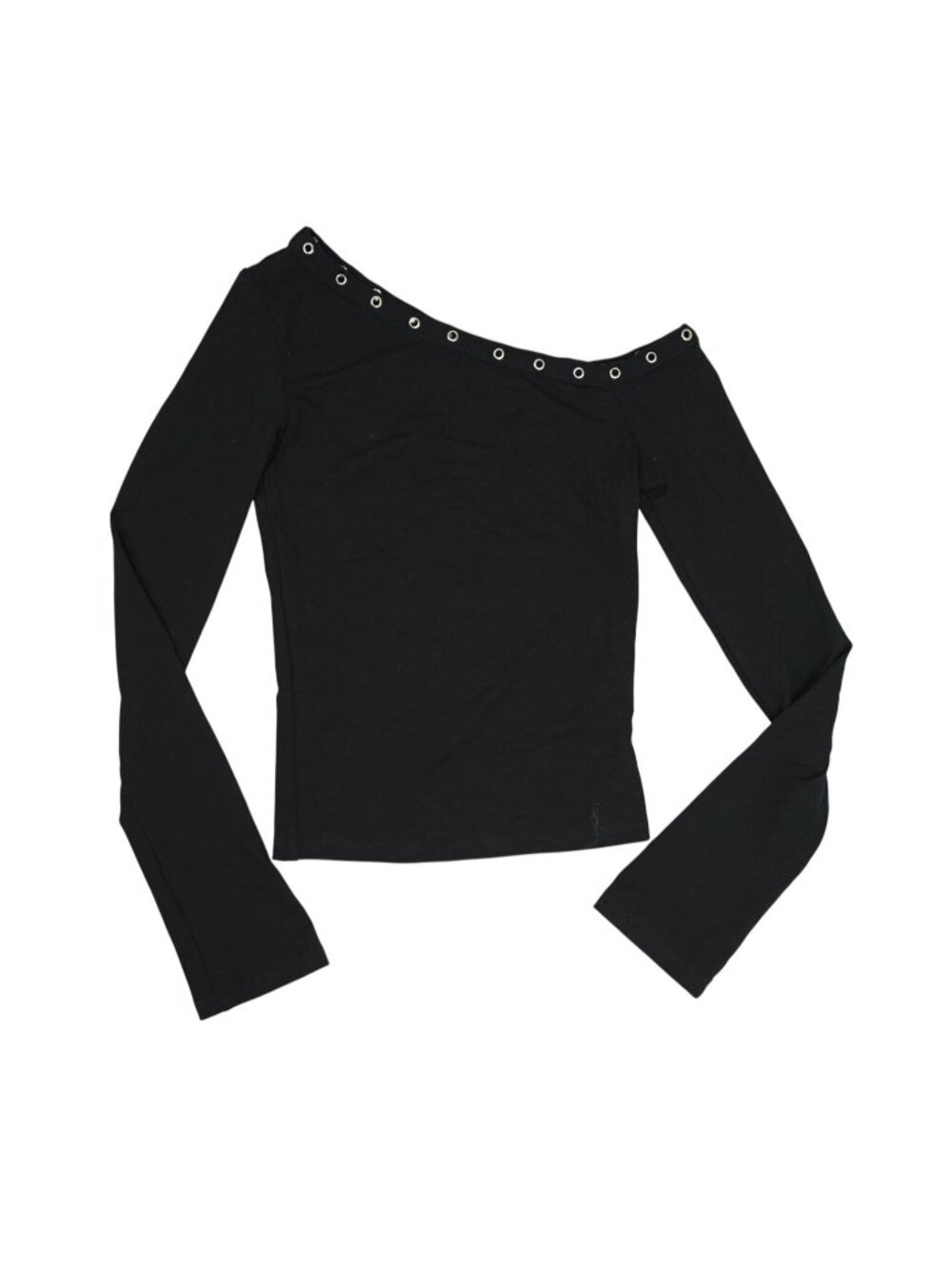 Motel Rocks Noraba One Shoulder Top with Eyelets in Black